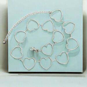 Silver Heart Chain Belt Women's Adjustable Skinny Waist Accessory